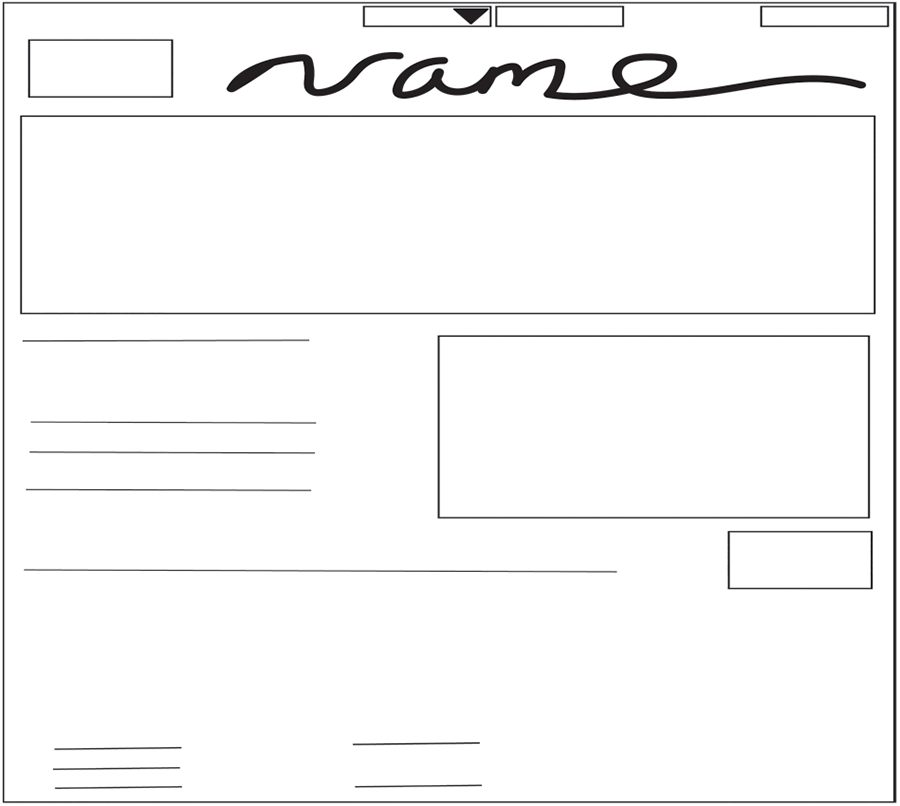 June 2024 draft web page wireframe with unlabelled navigation boxes, an empty logo box, a large empty banner area, text placeholder lines, an image placeholder and a small unlabelled box near the bottom right.
